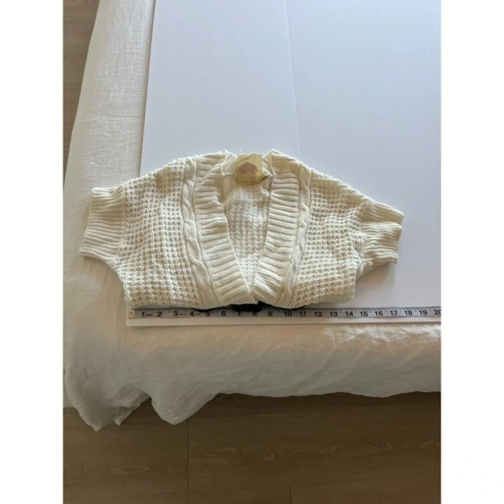 Y2K‎ Belted Chunky Knit Shrug Top Womens Knit White S